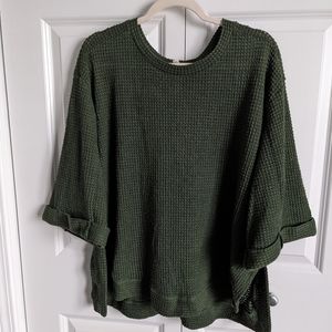 Olive green Umgee thermal waffle knit sweater